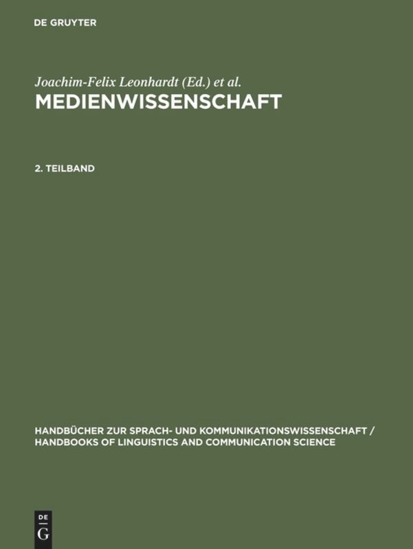 Couverture_Medienwissenschaft. 2. Teilband