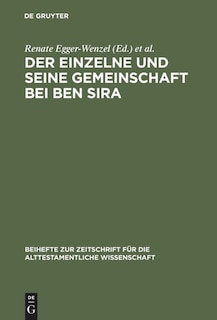 Front cover_Der Einzelne Und Seine Gemeinschaft Bei Ben Sira