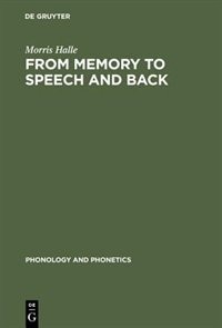 Couverture_From Memory To Speech And Back