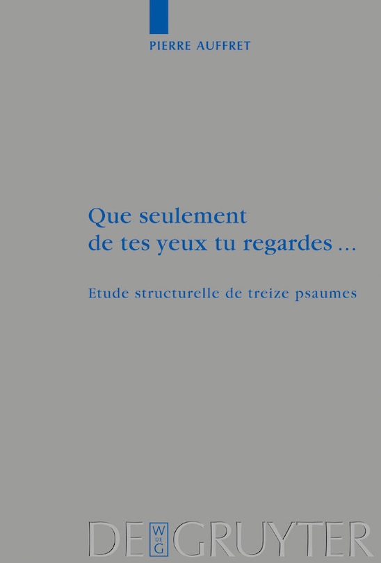 Front cover_Que seulement de tes yeux tu regardes ...