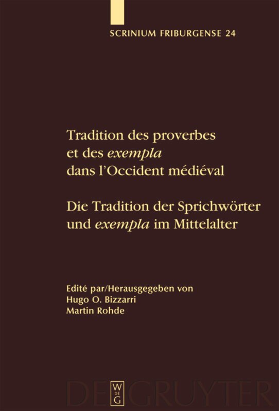 Couverture_Tradition des proverbes et des exempla dans l'Occident médiéval / Die Tradition der Sprichwörter und exempla im Mittelalter