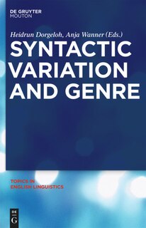 Front cover_Syntactic Variation and Genre