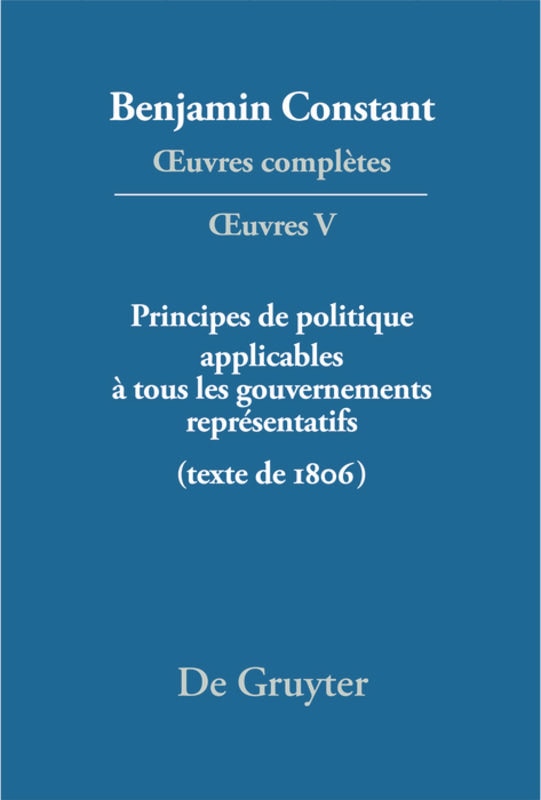Front cover_Principes de politique applicables à tous les gouvernements représentatifs