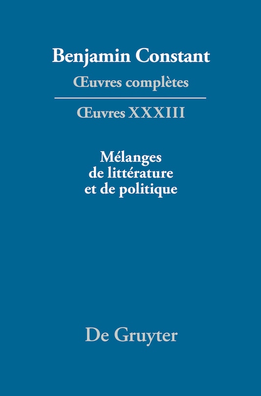 Front cover_M&eacute;langes de litt&eacute;rature et de politique