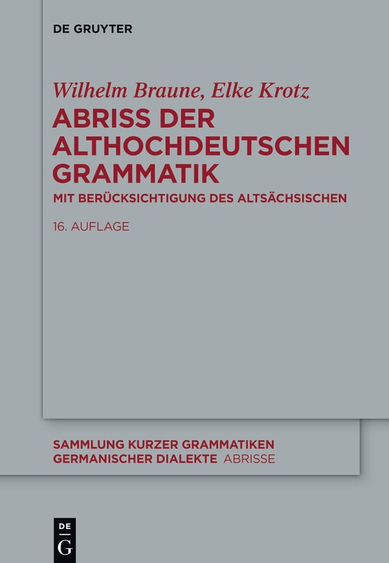 Couverture_Abriss Der Althochdeutschen Grammatik
