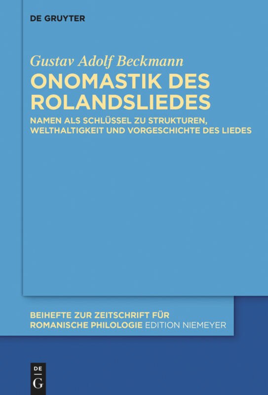 Front cover_Onomastik des Rolandsliedes