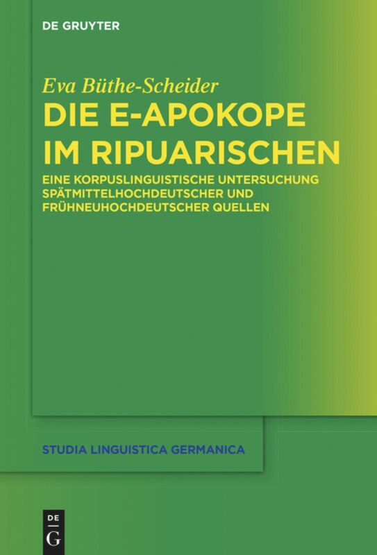 Front cover_Die e-Apokope im Ripuarischen