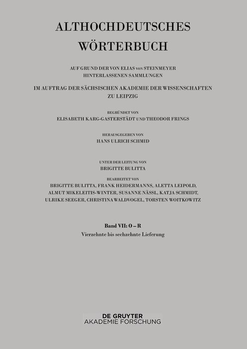 Couverture_Band VII: O –R. 14. bis 16. Lieferung (ringan bis rydc)