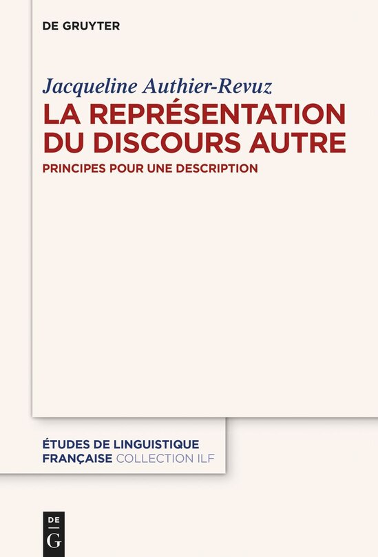 Couverture_La Repr&eacute;sentation du Discours Autre