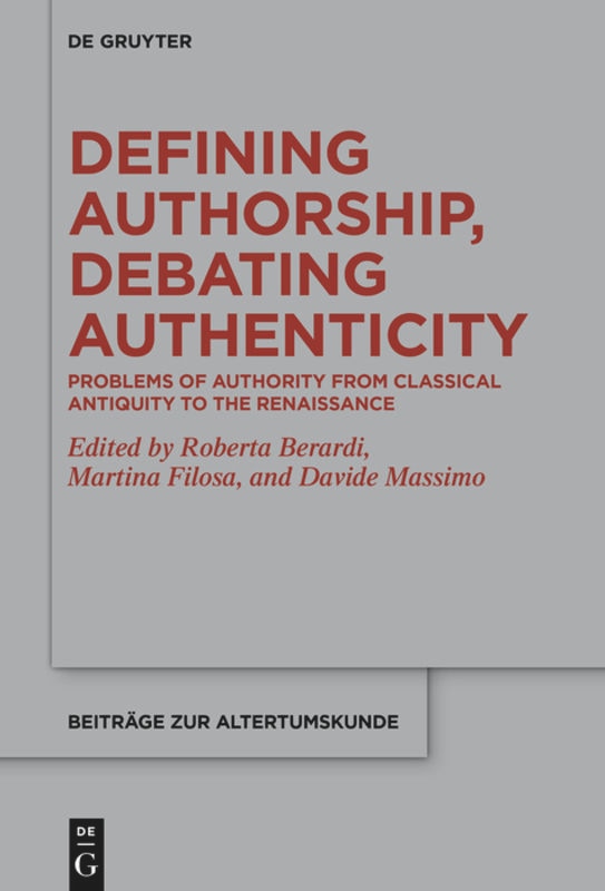 Front cover_Defining Authorship, Debating Authenticity