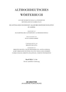 Front cover_Band VIII,1: S–Sn. 2.-3. Lieferung (saharahi bis satulgiskirri)