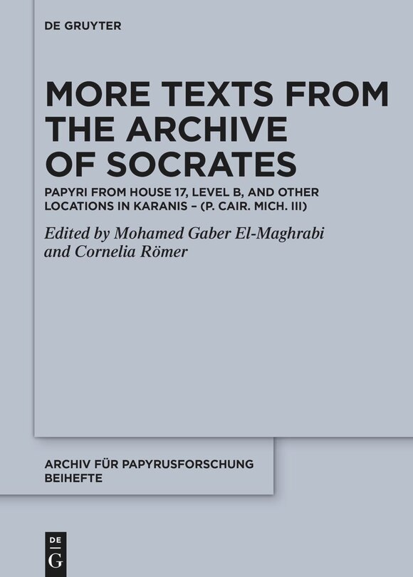 Couverture_More Texts from the Archive of Socrates