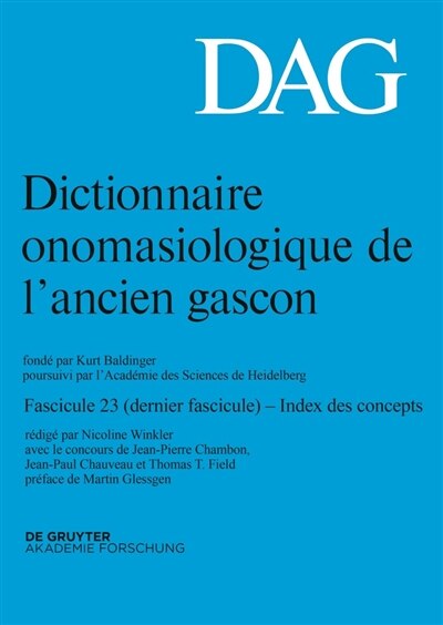 Front cover_Dictionnaire onomasiologique de l’ancien gascon (DAG). Fascicule 23