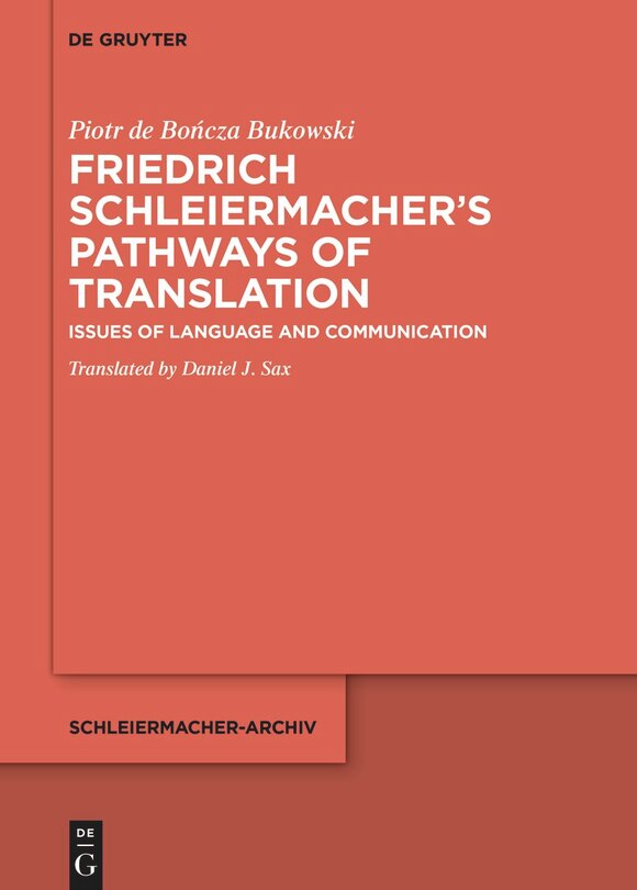 Couverture_Friedrich Schleiermacher’s Pathways of Translation