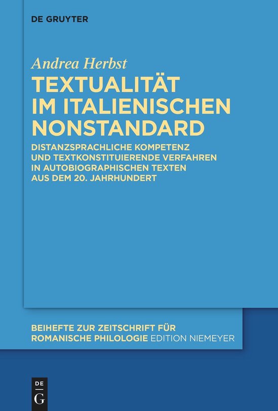 Front cover_Textualität im italienischen Nonstandard