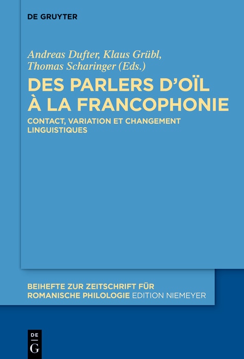 Front cover_Des parlers d’oïl à la francophonie