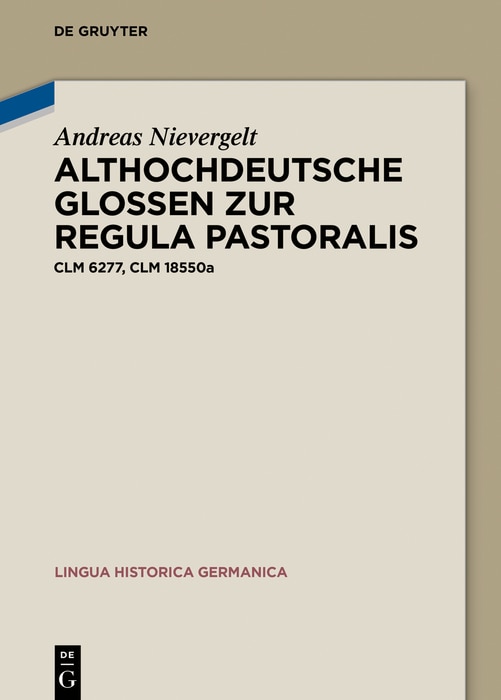 Front cover_Althochdeutsche Glossen zur Regula pastoralis