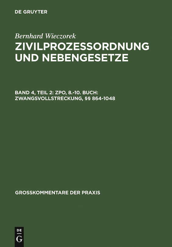 Front cover_ZPO, 8.-10. Buch: Zwangsvollstreckung, §§ 864-1048