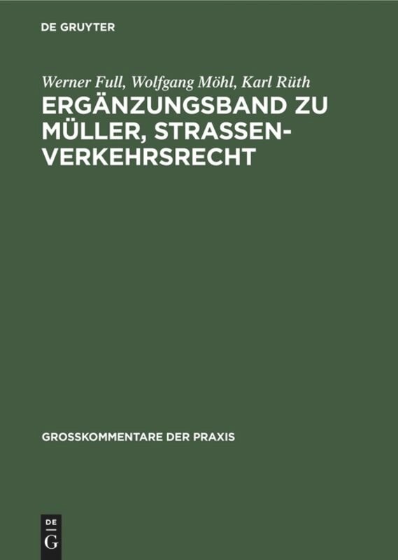 Couverture_Erg&auml;nzungsband zu M&uuml;ller, Stra&szlig;enverkehrsrecht