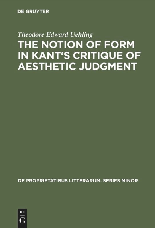 Front cover_The notion of form in Kant's Critique of aesthetic judgment