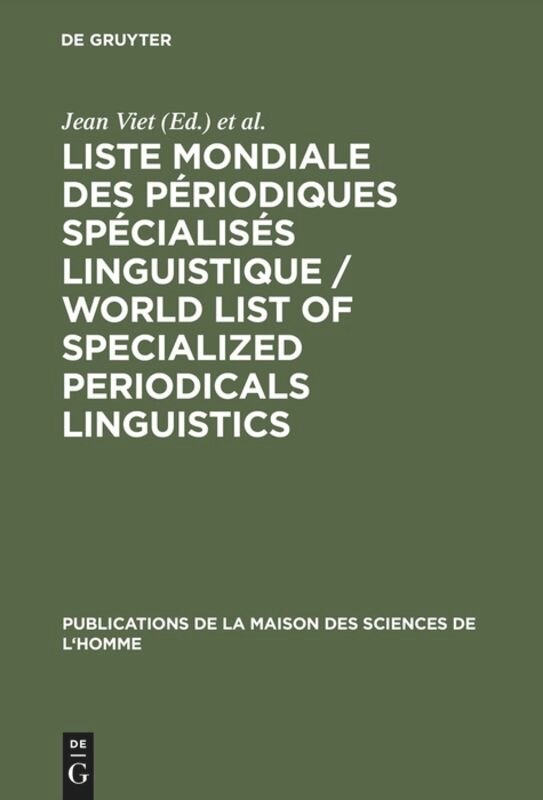 Liste mondiale des périodiques spécialisés linguistique / World List of Specialized Periodicals Linguistics