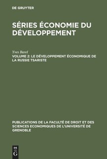 Front cover_Le développement économique de la Russie tsariste