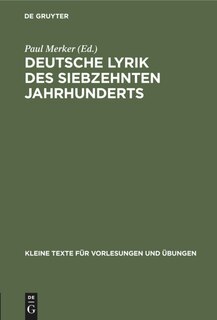 Front cover_Deutsche Lyrik des siebzehnten Jahrhunderts