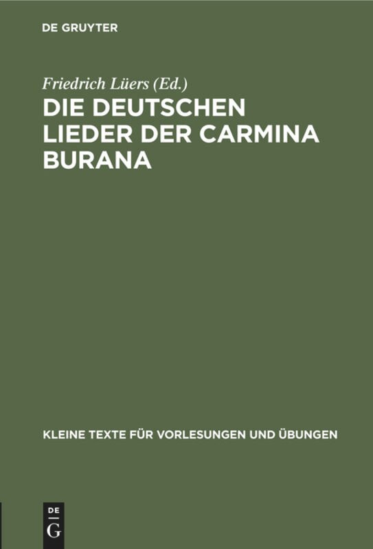 Couverture_Die deutschen Lieder der Carmina Burana