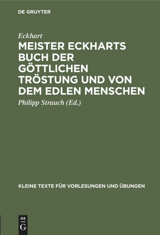 Front cover_Meister Eckharts Buch der göttlichen Tröstung und von dem edlen Menschen