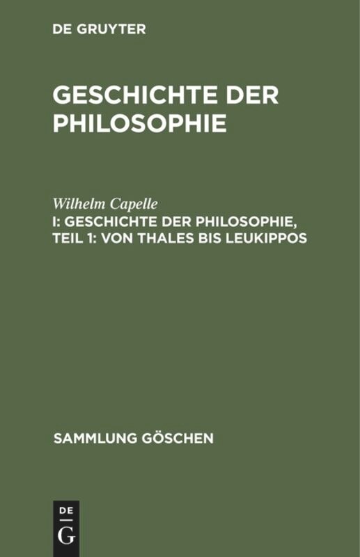 Couverture_Geschichte der Philosophie, Teil 1: Von Thales bis Leukippos