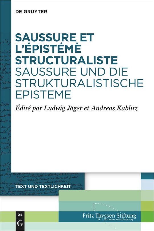 Front cover_Saussure et l’épistémè structuraliste. Saussure und die strukturalistische Episteme