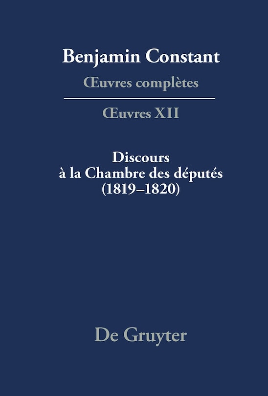 Front cover_Discours à la Chambre des députés (1819–1820)