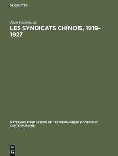Front cover_Les syndicats chinois, 1919–1927
