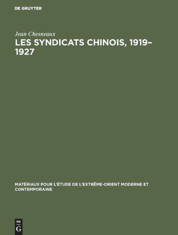 Front cover_Les syndicats chinois, 1919–1927