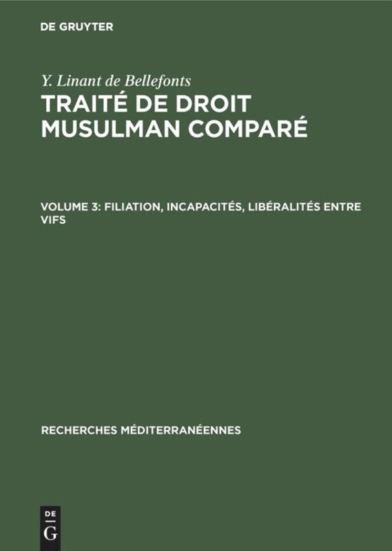 Front cover_Filiation, incapacit&eacute;s, lib&eacute;ralit&eacute;s entre vifs