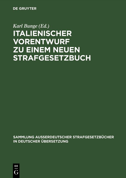 Front cover_Italienischer Vorentwurf zu einem neuen Strafgesetzbuch