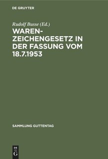 Front cover_Warenzeichengesetz in der Fassung vom 18.7.1953