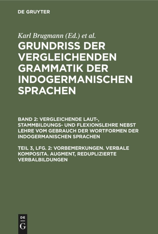 Front cover_Vorbemerkungen. Verbale Komposita. Augment, reduplizierte Verbalbildungen
