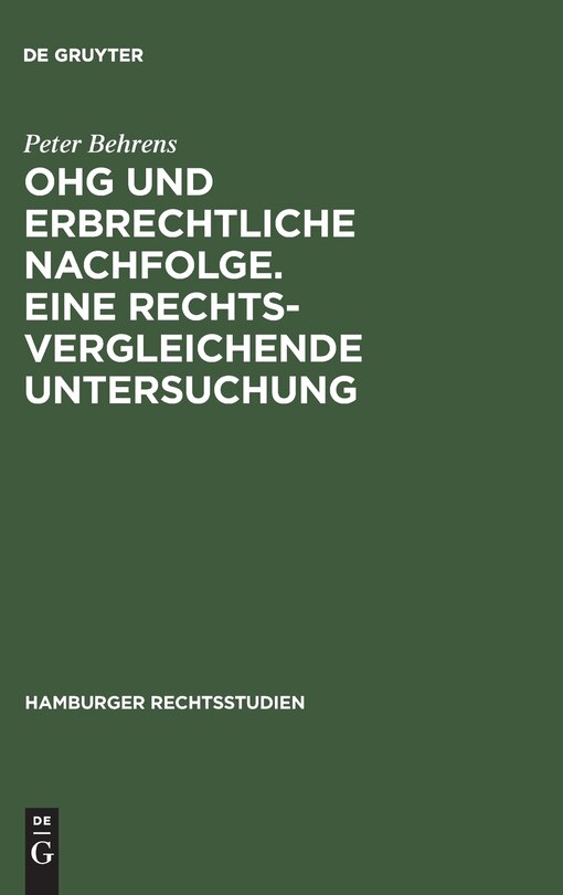 Front cover_OHG und erbrechtliche Nachfolge. Eine rechtsvergleichende Untersuchung