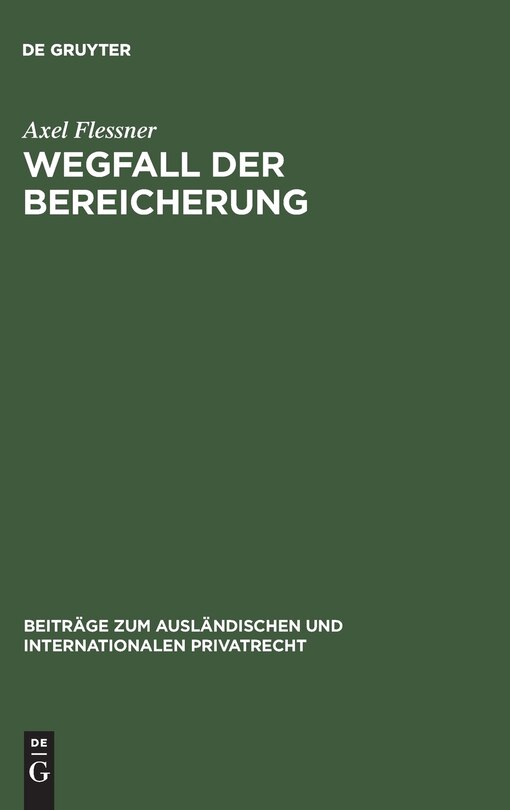 Front cover_Wegfall der Bereicherung