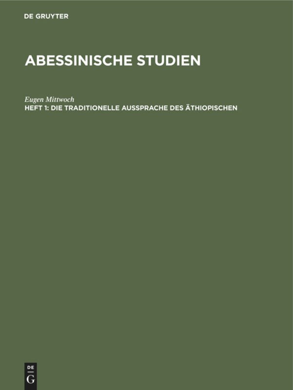 Front cover_Die traditionelle Aussprache des Äthiopischen