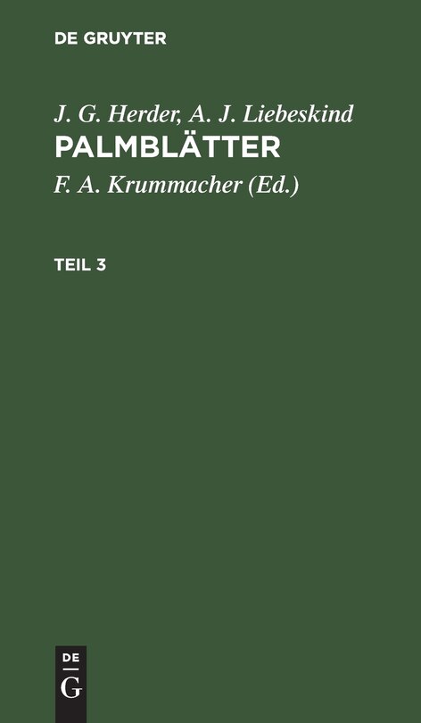 Couverture_J. G. Herder; A. J. Liebeskind: Palmblätter. Teil 3
