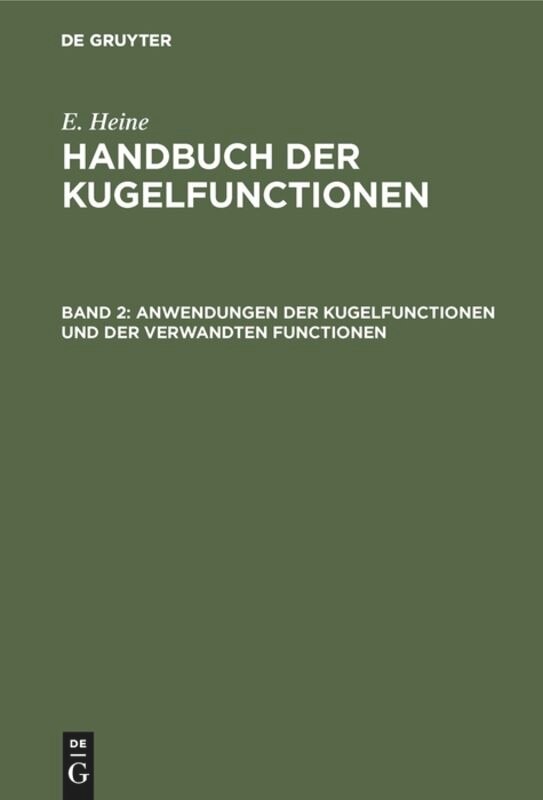 Couverture_Anwendungen Der Kugelfunctionen Und Der Verwandten Functionen