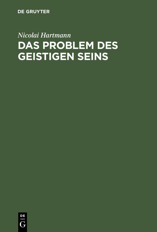 Front cover_Das Problem Des Geistigen Seins