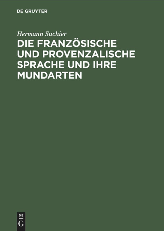Front cover_Die französische und provenzalische Sprache und ihre Mundarten