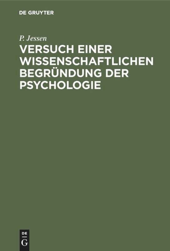 Front cover_Versuch einer wissenschaftlichen Begründung der Psychologie
