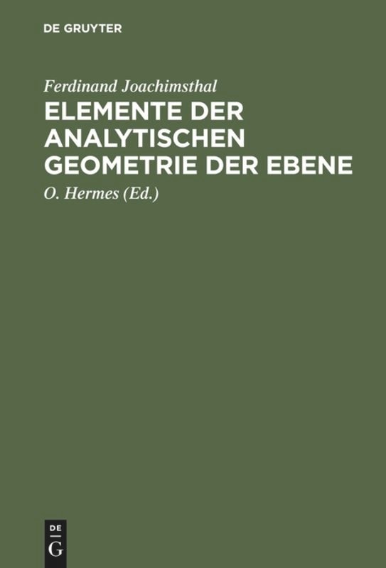 Front cover_Elemente der analytischen Geometrie der Ebene
