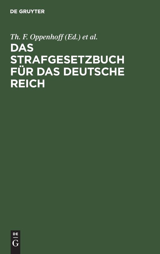 Front cover_Das Strafgesetzbuch für das Deutsche Reich