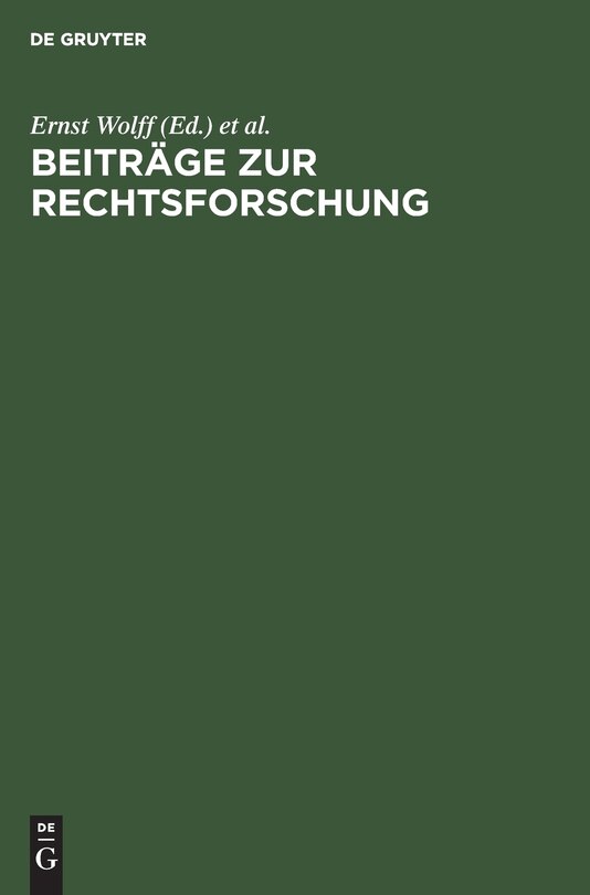 Front cover_Beiträge zur Rechtsforschung
