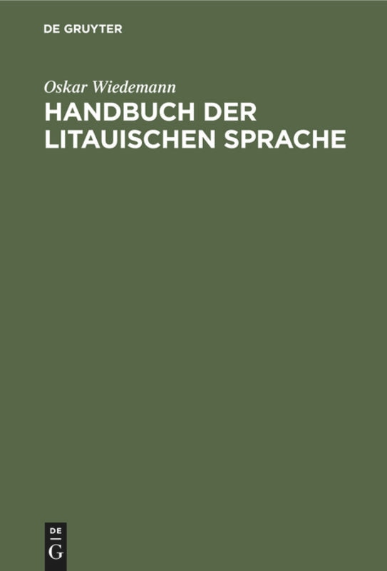 Front cover_Handbuch der litauischen Sprache